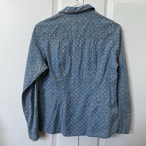 Woolrich Shirt Womens S Blue Floral Button Up Cotton Granny - Picture 4 of 7
